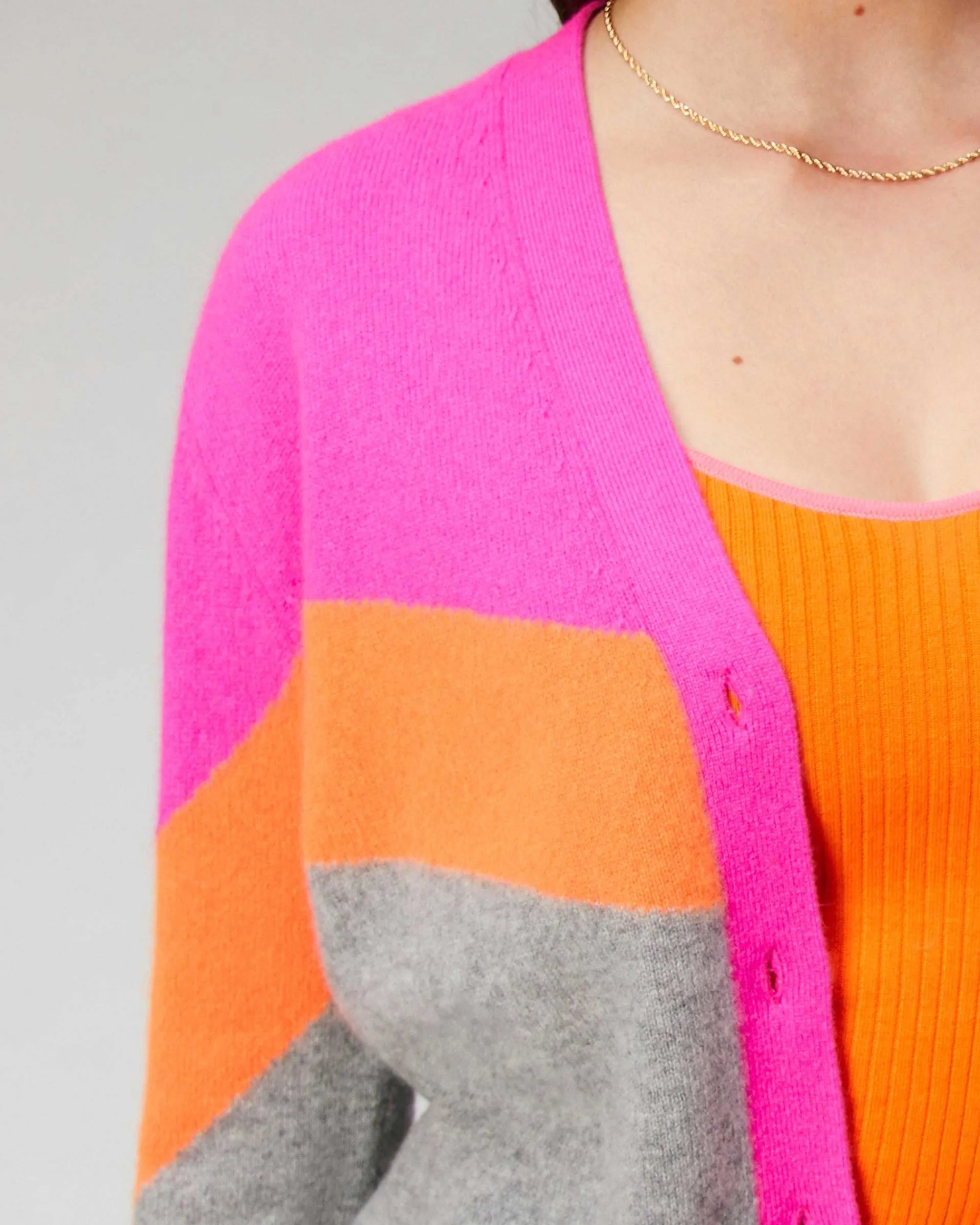 Pull Cardigan Tricolore Leger*FROM FUTURE Clearance