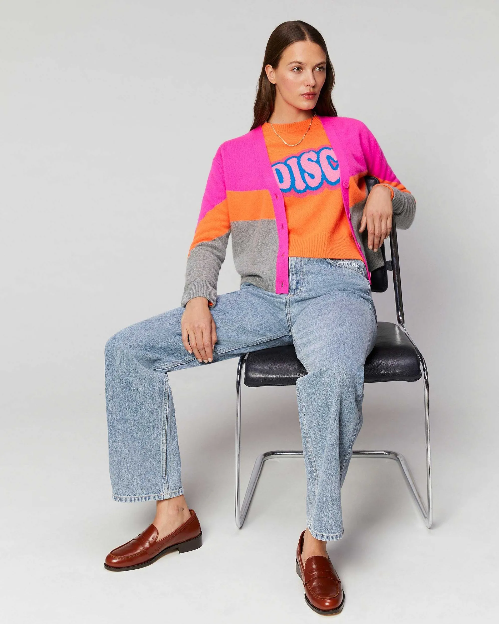 Pull Cardigan Tricolore Leger*FROM FUTURE Hot