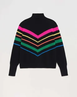 Pull Col Montant Bandes Multicolore Leger*FROM FUTURE Best