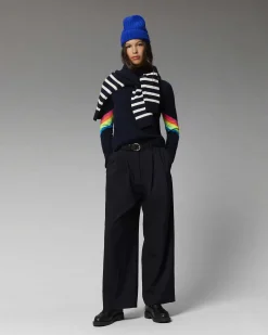 Pull Col Montant Bandes Manches Multicolore Leger*FROM FUTURE Clearance