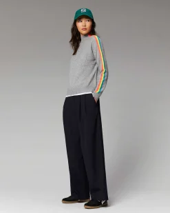 Pull Col Montant Bandes Manches Multicolore Leger*FROM FUTURE Online