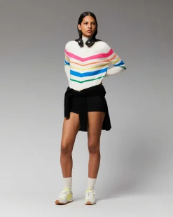 Pull Col Montant Bandes Multicolore Leger*FROM FUTURE Hot