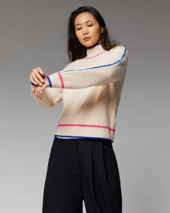 Pull Col Montant Tricolore Maille Perlee*FROM FUTURE Sale