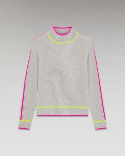 Pull Col Montant Tricolore Maille Perlee*FROM FUTURE Sale