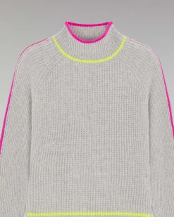 Pull Col Montant Tricolore Maille Perlee*FROM FUTURE Sale