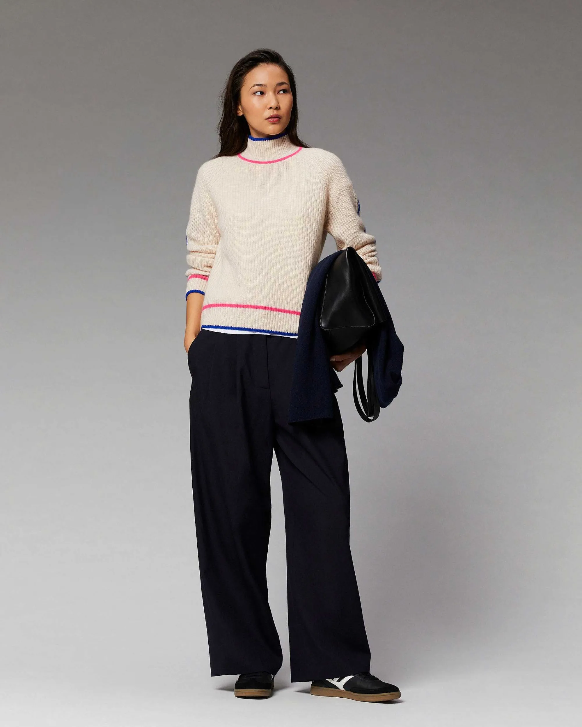 Pull Col Montant Tricolore Maille Perlee*FROM FUTURE Discount