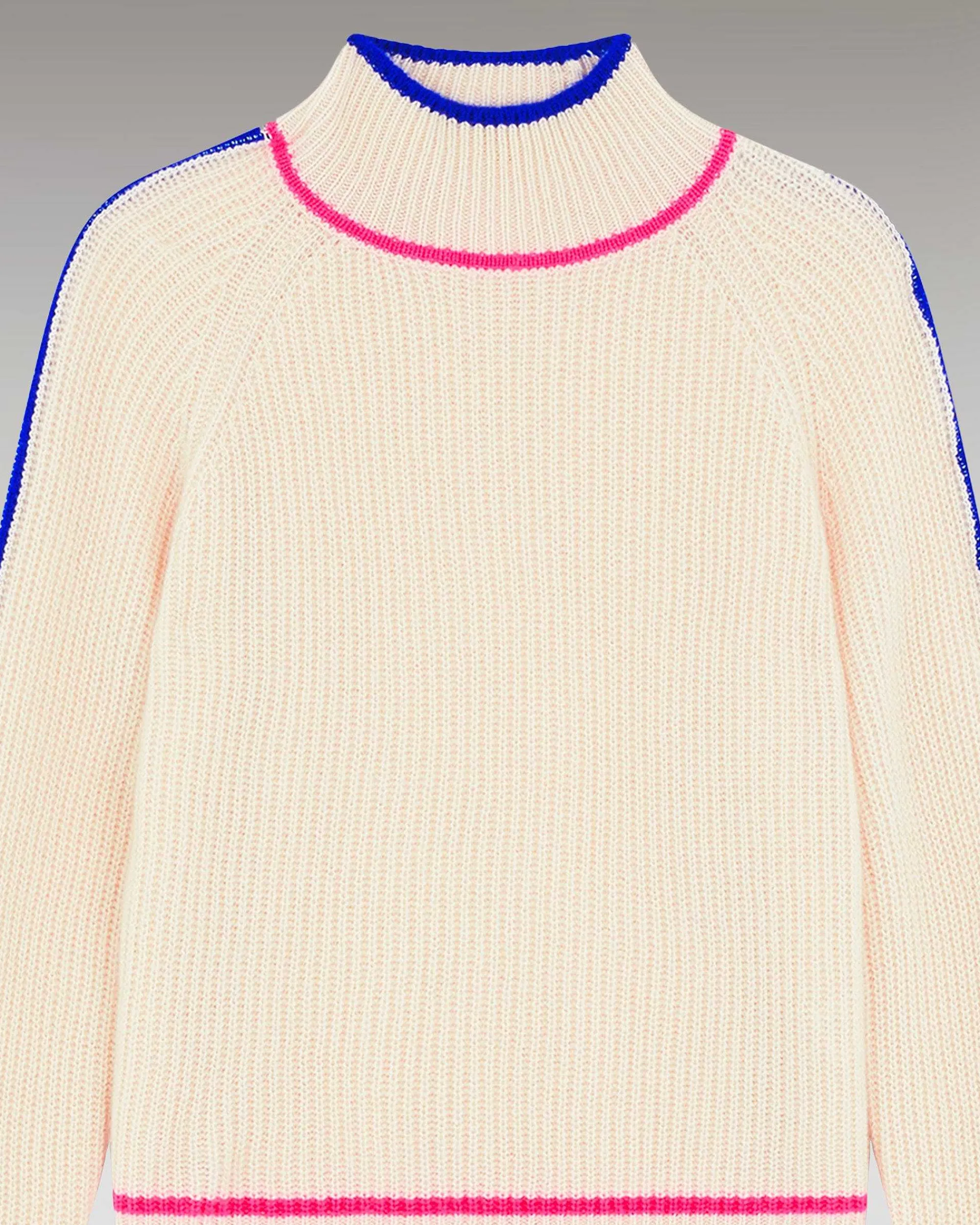 Pull Col Montant Tricolore Maille Perlee*FROM FUTURE New