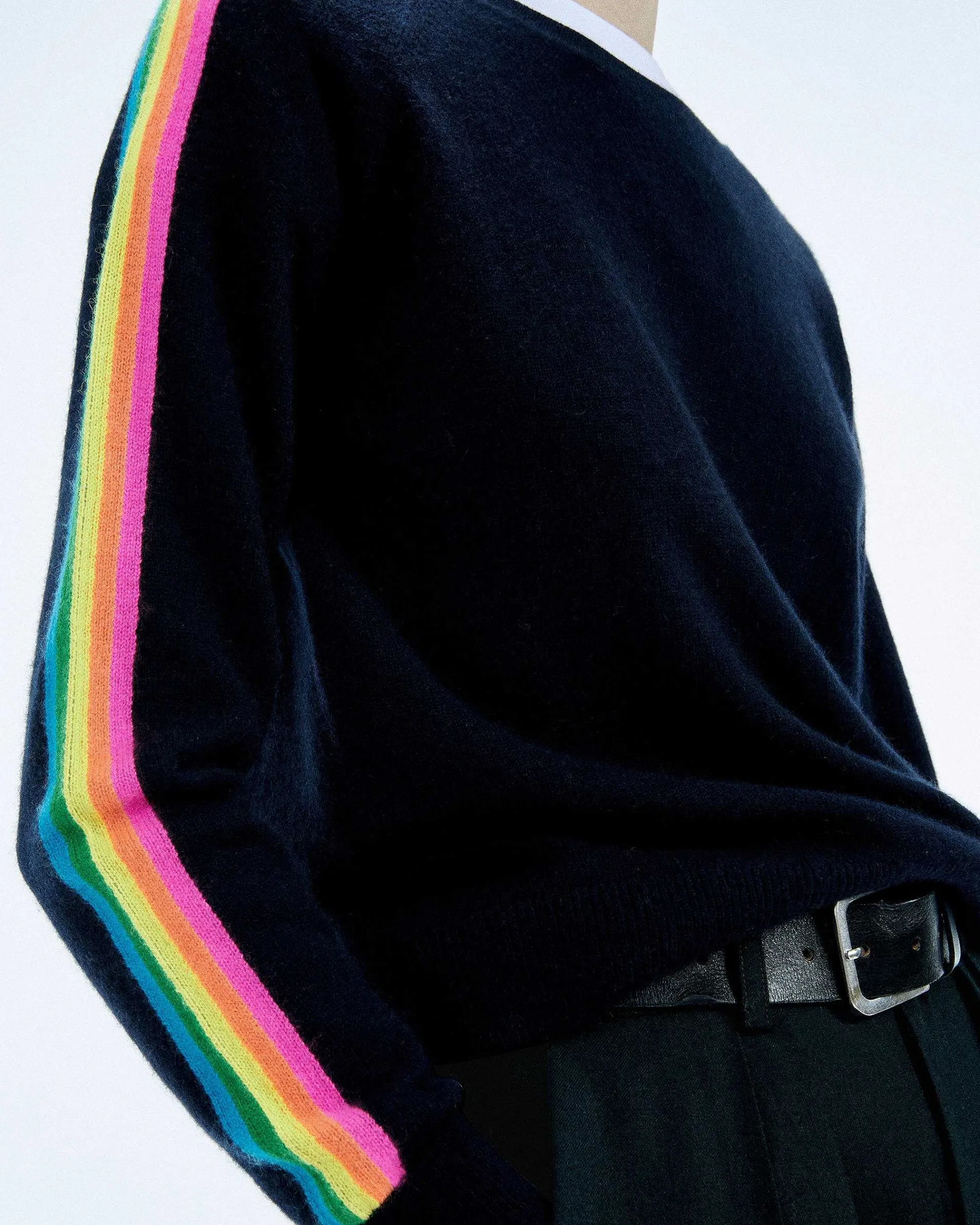 Pull Col Rond Bande Multicolore Aux Manches*FROM FUTURE Hot