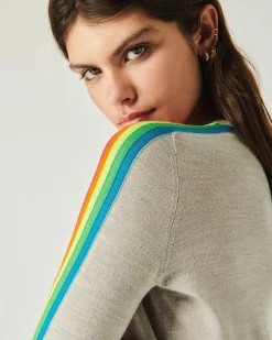 Pull Col Rond Bande Multicolore Aux Manches*FROM FUTURE Outlet