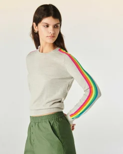Pull Col Rond Bande Multicolore Aux Manches*FROM FUTURE Outlet