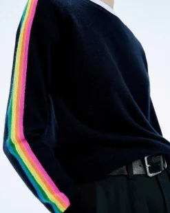 Pull Col Rond Bande Multicolore Aux Manches*FROM FUTURE Discount