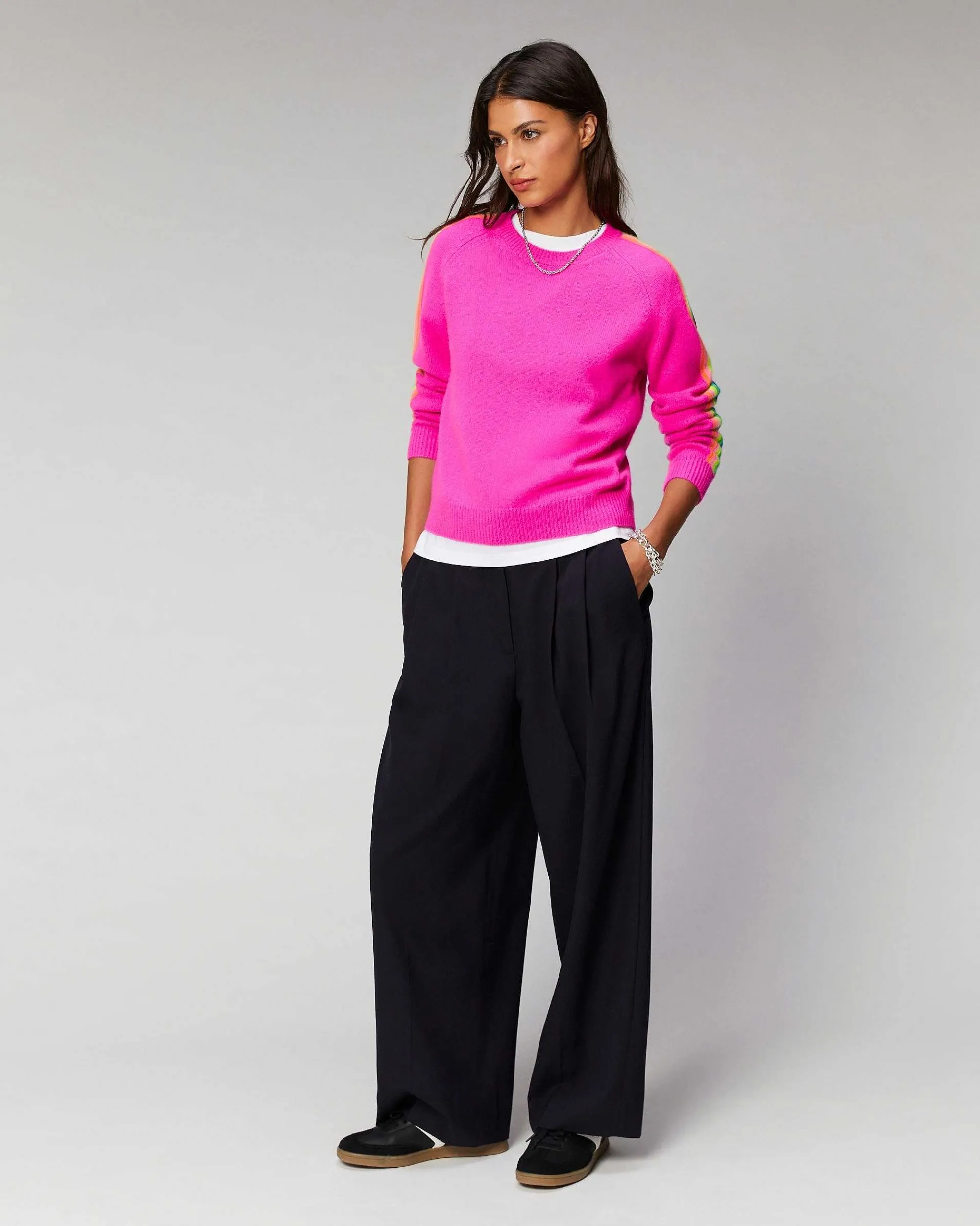 Pull Col Rond Bandes Manches Multicolore*FROM FUTURE