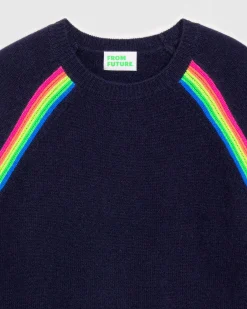 Pull Col Rond Bandes Multicolore Raglan*FROM FUTURE Sale