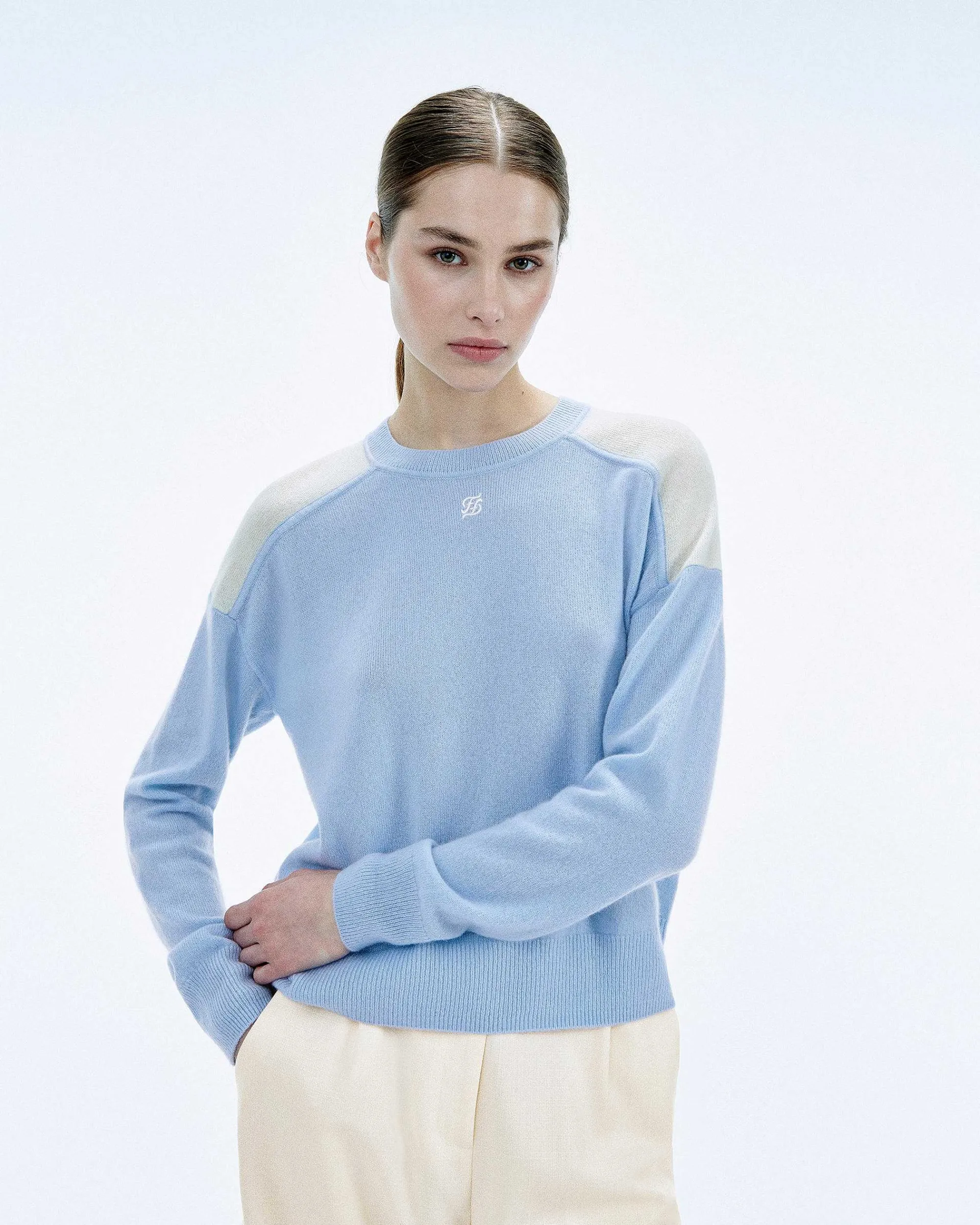 Pull Col Rond Bicolore Et Broderie*FROM FUTURE Sale