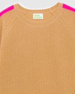 Pull Col Rond Maille Perlee Bandes Multicolore*FROM FUTURE Clearance