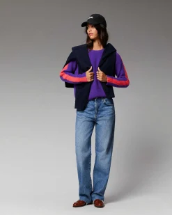 Pull Col Rond Maille Perlee Bandes Multicolore*FROM FUTURE Clearance