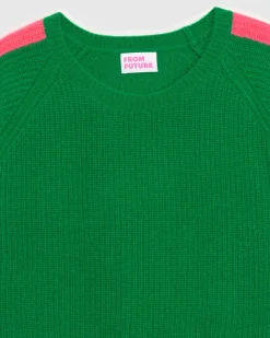 Pull Col Rond Maille Perlee Bandes Multicolore*FROM FUTURE Outlet