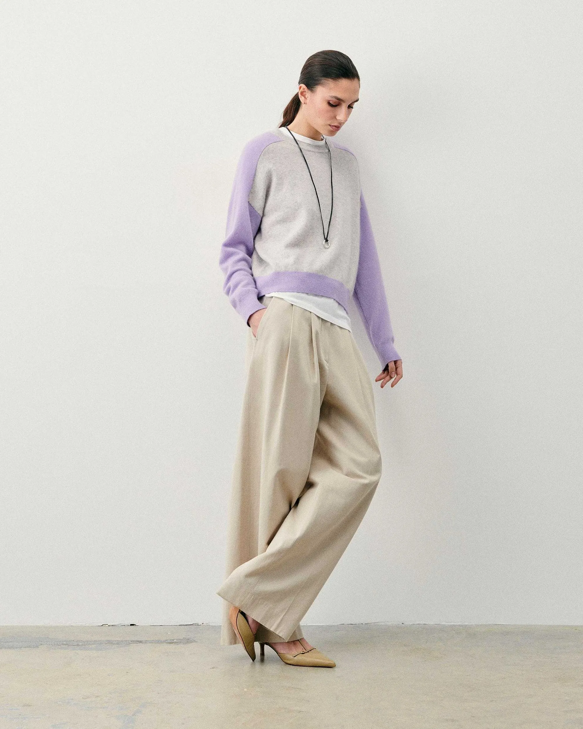 Pull Col Rond Manches Contrastees*FROM FUTURE New