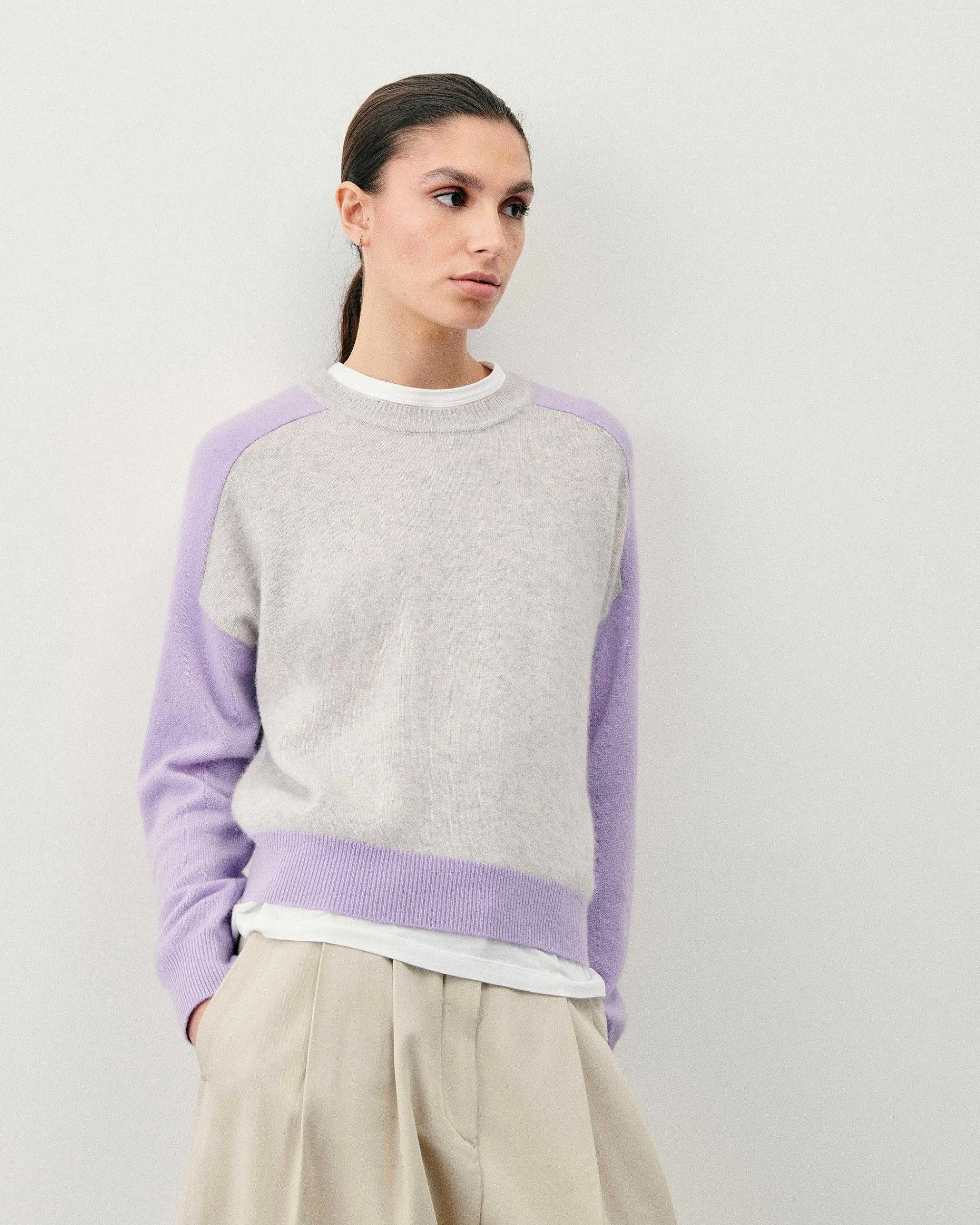 Pull Col Rond Manches Contrastees*FROM FUTURE New