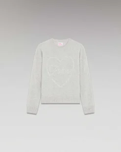 Pull Col Rond Strass Coeur Leger*FROM FUTURE