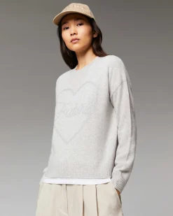 Pull Col Rond Strass Coeur Leger*FROM FUTURE Clearance