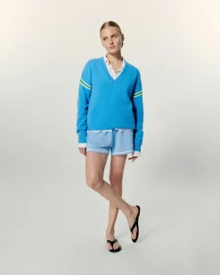 Pull Col V Bandes Bicolores Manches*FROM FUTURE Sale