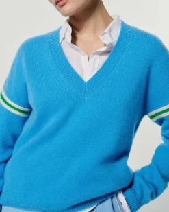 Pull Col V Bandes Bicolores Manches*FROM FUTURE Sale