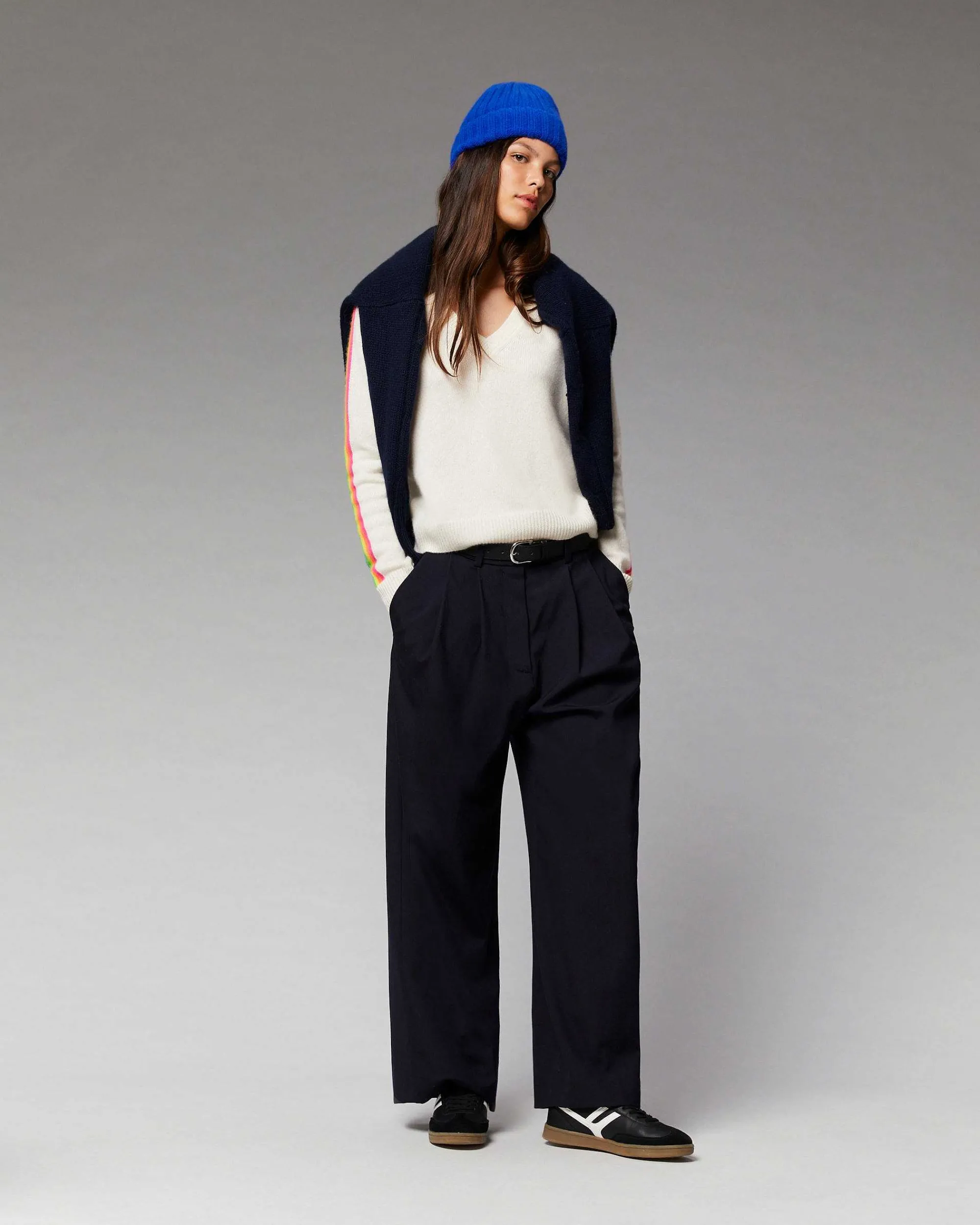 Pull Col V Bandes Manches Multicolore*FROM FUTURE New