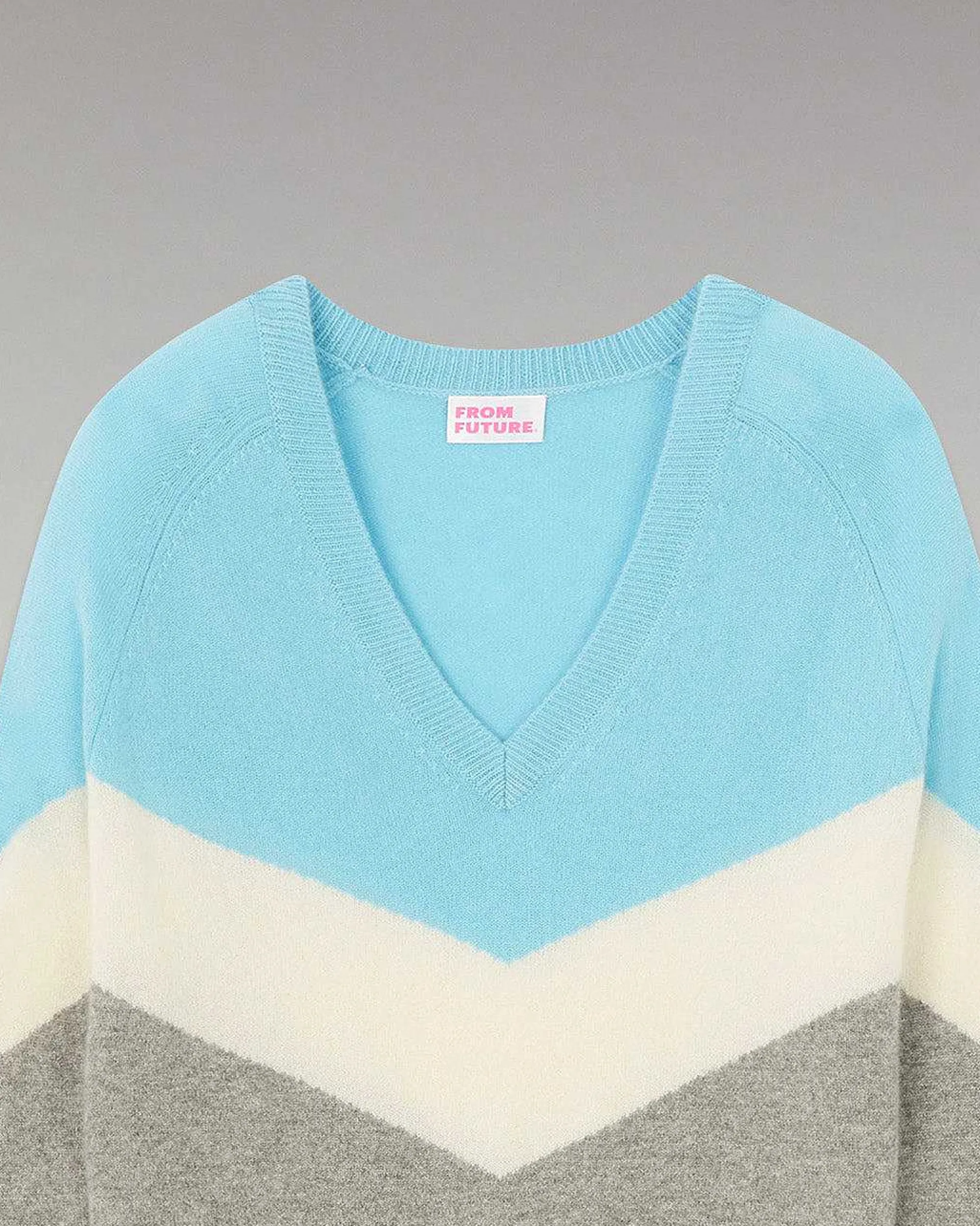 Pull Col V Bandes Tricolore Leger*FROM FUTURE New