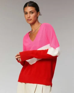 Pull Col V Bandes Tricolore Leger*FROM FUTURE New