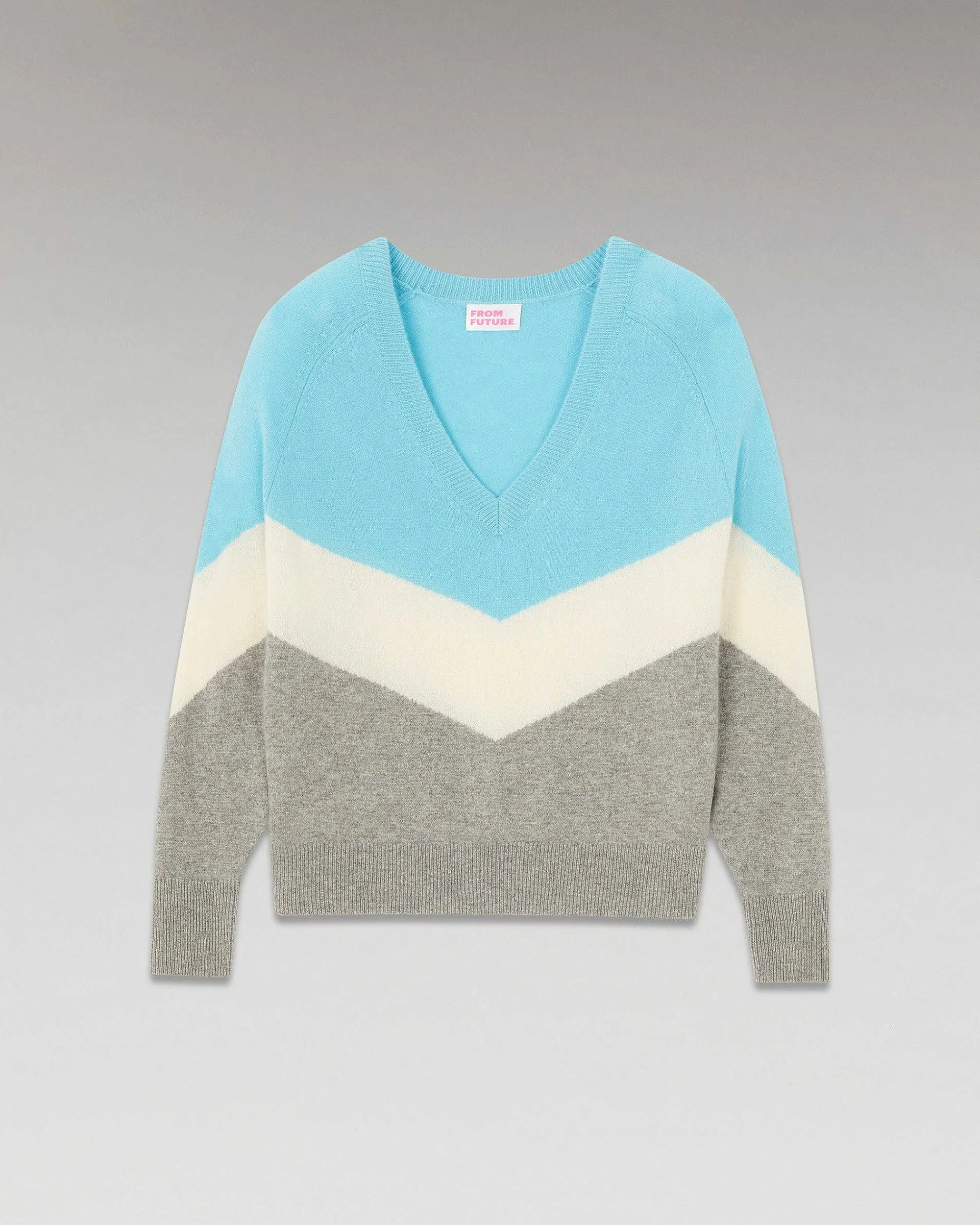 Pull Col V Bandes Tricolore Leger*FROM FUTURE Clearance