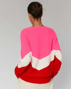 Pull Col V Bandes Tricolore Leger*FROM FUTURE