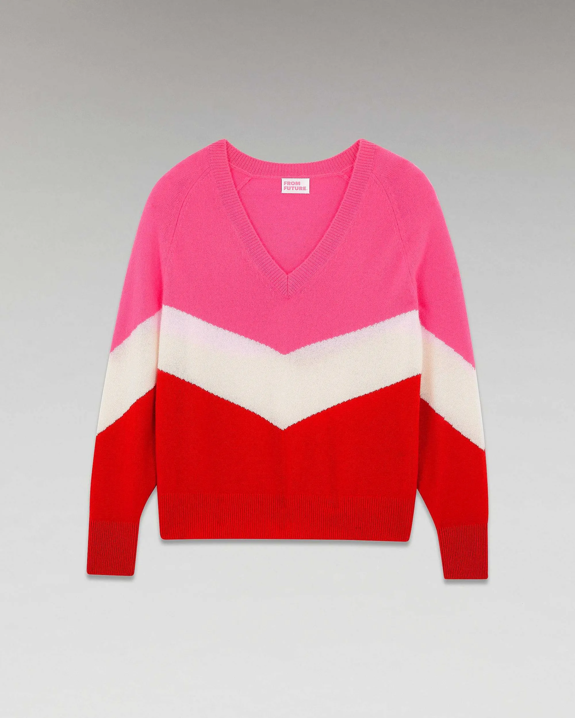 Pull Col V Bandes Tricolore Leger*FROM FUTURE