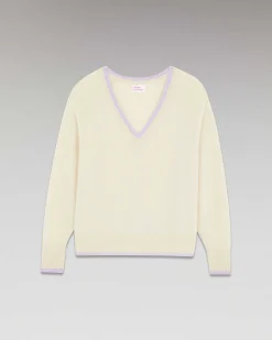 Pull Col V Liserets Contrastes Leger*FROM FUTURE Sale