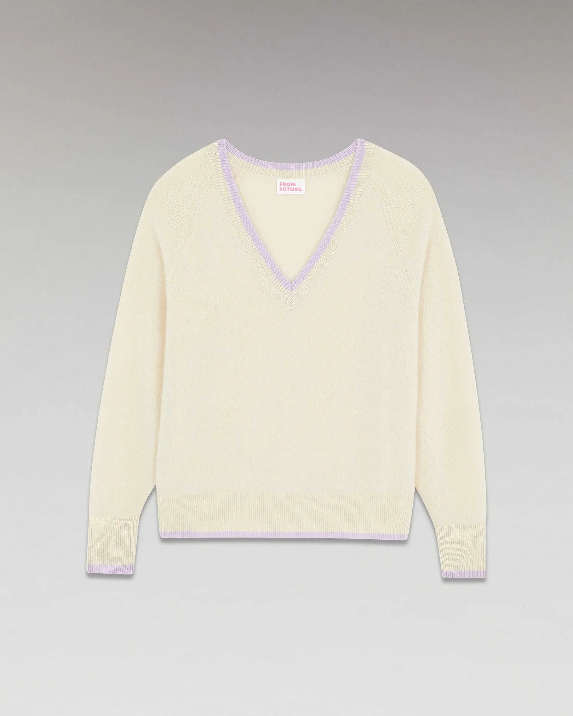 Pull Col V Liserets Contrastes Leger*FROM FUTURE Sale