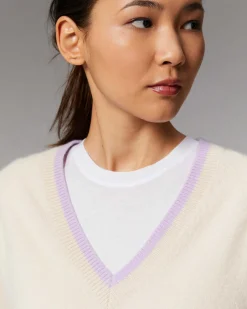 Pull Col V Liserets Contrastes Leger*FROM FUTURE Sale