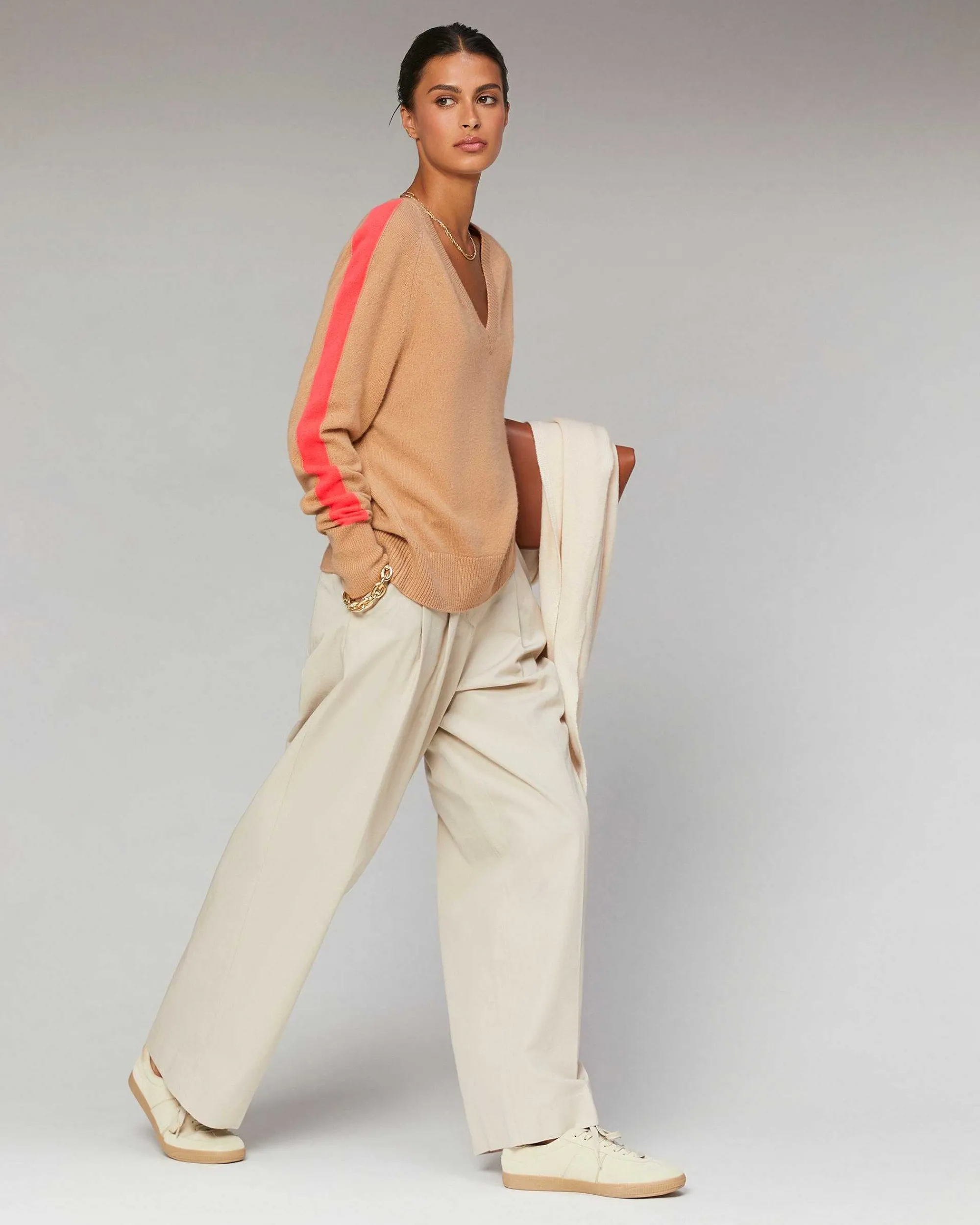 Pull Col V Oversize Bandes Bicolore Leger*FROM FUTURE Outlet