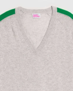 Pull Col V Oversize Bandes Bicolore Leger*FROM FUTURE