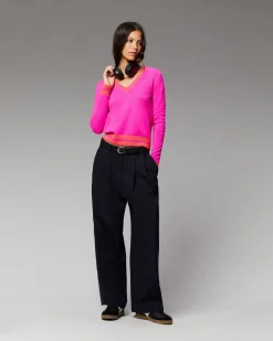 Pull Col V Rayures Tennis Leger*FROM FUTURE