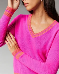 Pull Col V Rayures Tennis Leger*FROM FUTURE Clearance