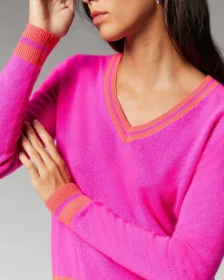 Pull Col V Rayures Tennis Leger*FROM FUTURE