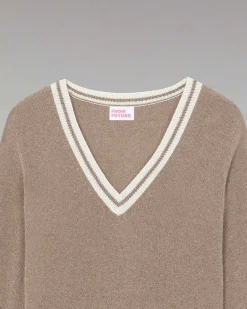 Pull Col V Rayures Tennis Leger*FROM FUTURE New