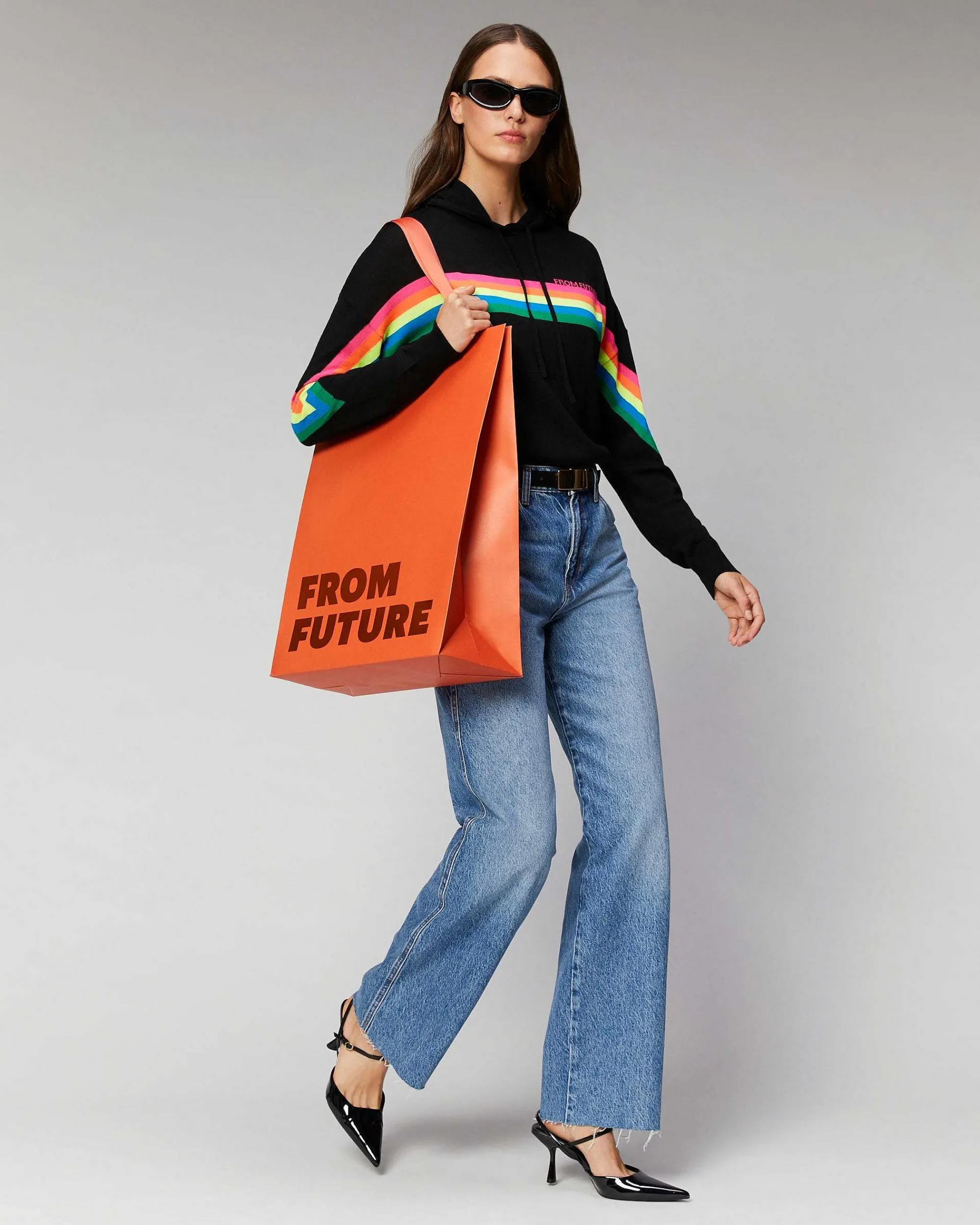 Pull Hoodie Bandes Multicolore*FROM FUTURE Clearance