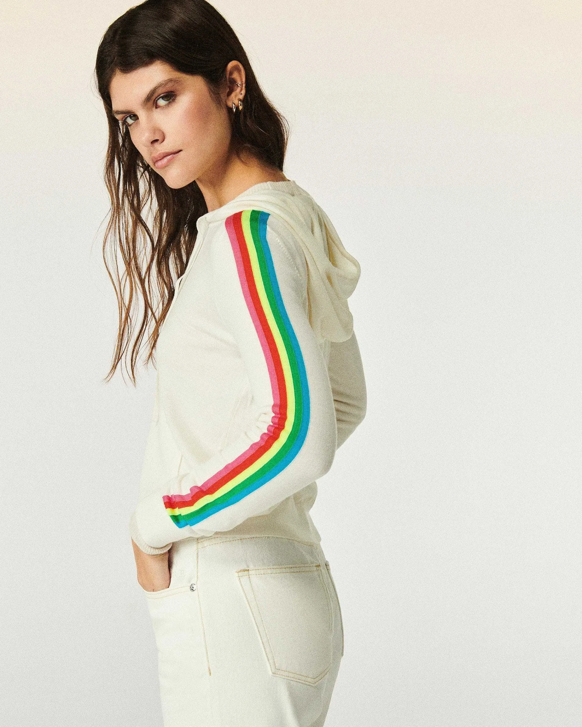 Pull Hoodie Zippe Bande Multicolore*FROM FUTURE Sale