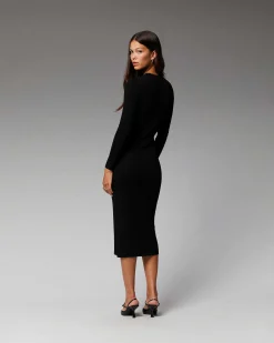 Robe Longue Manche Longue A Cotes Fendue*FROM FUTURE New