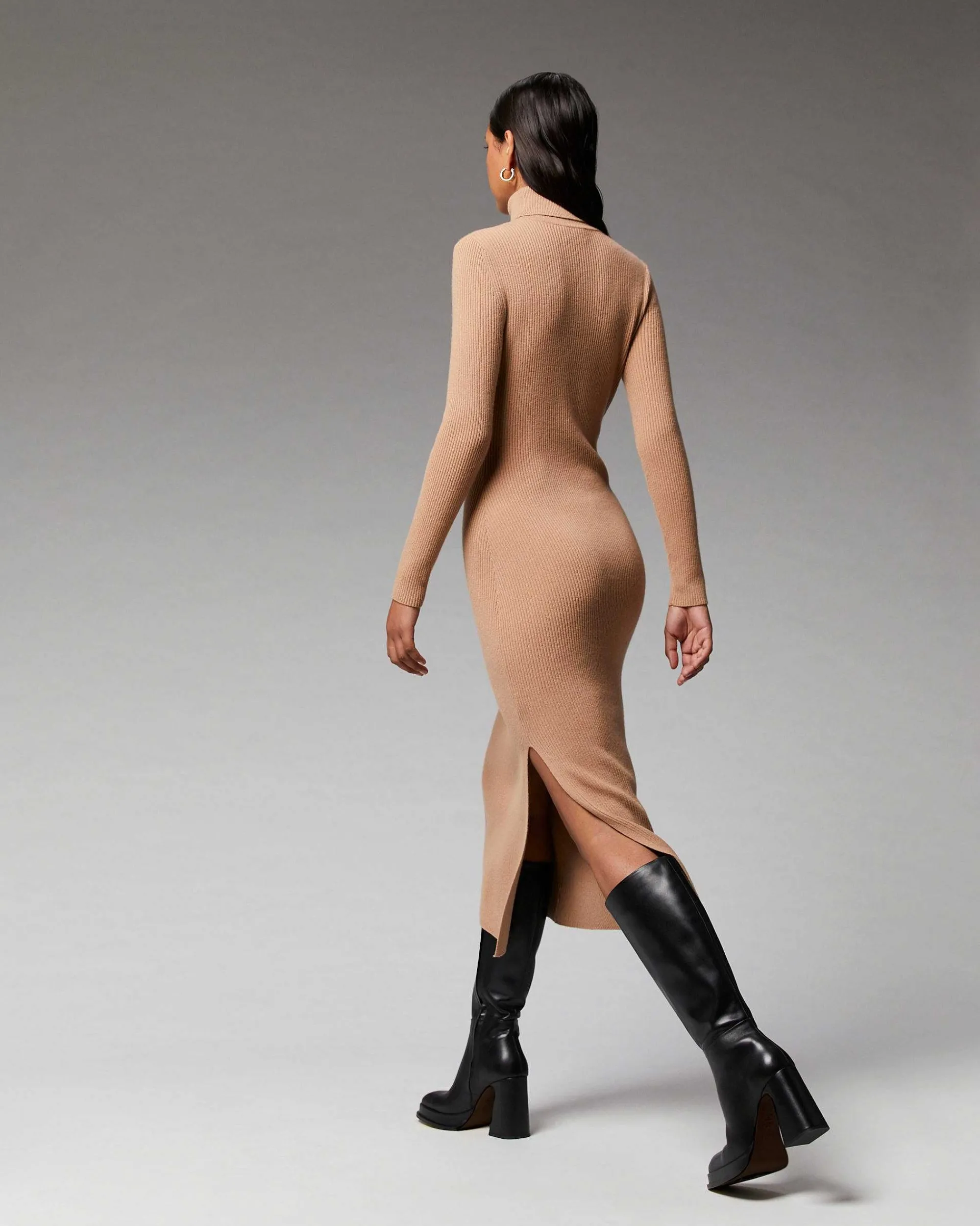 Robe Longue Manche Longue Col Roule A Cotes*FROM FUTURE Hot