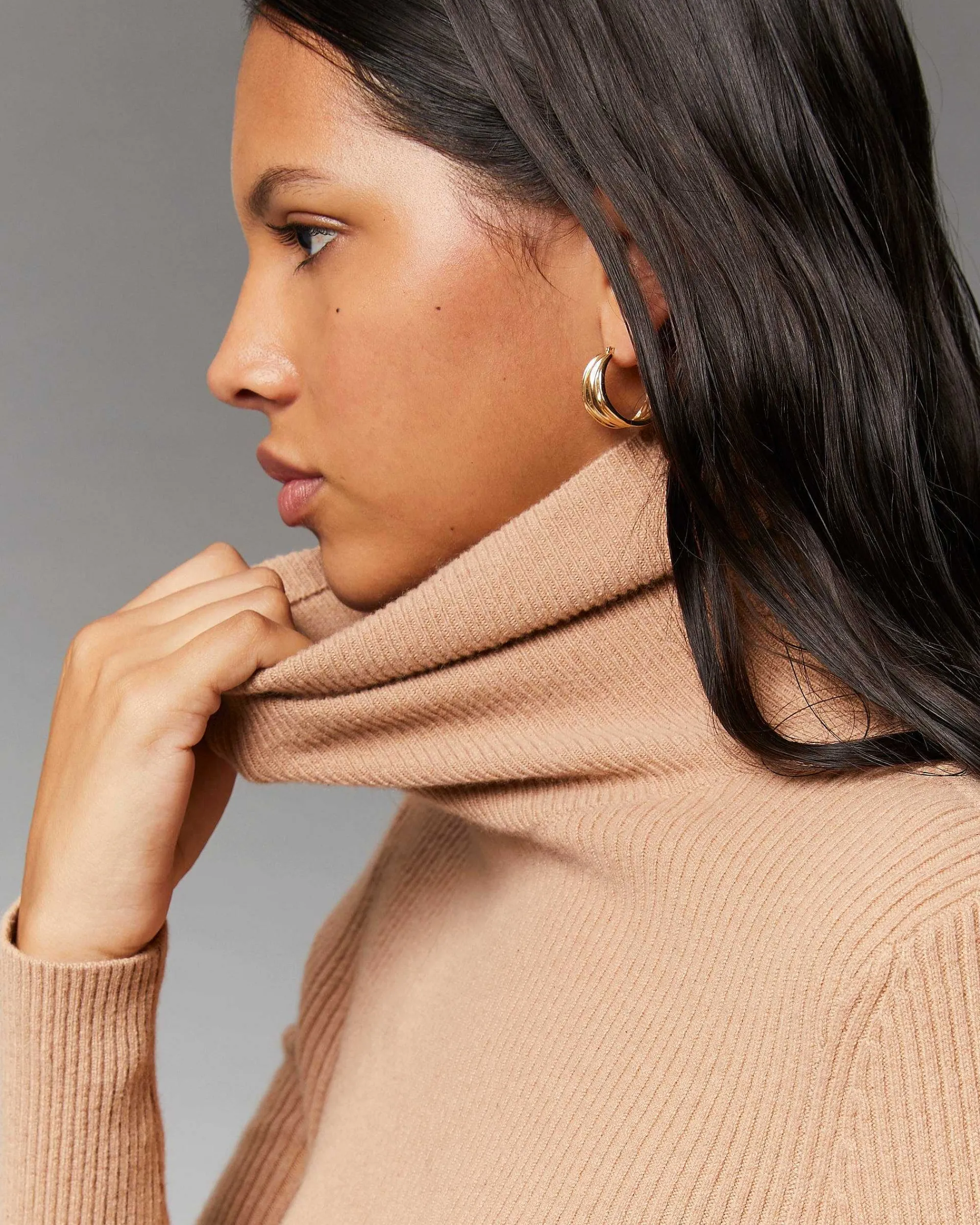 Robe Longue Manche Longue Col Roule A Cotes*FROM FUTURE Hot