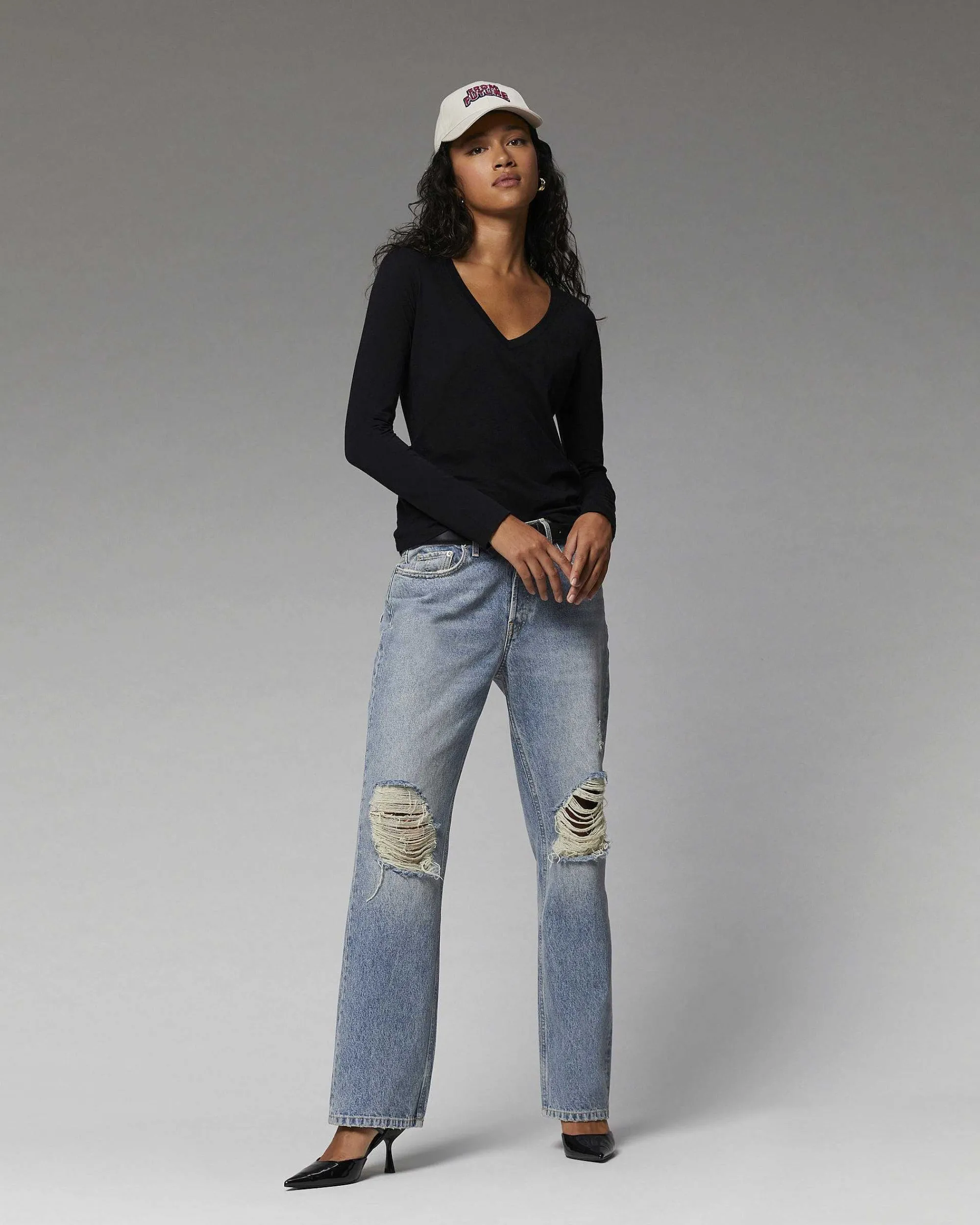 T-Shirt Col V Basique Manches Longues*FROM FUTURE Sale